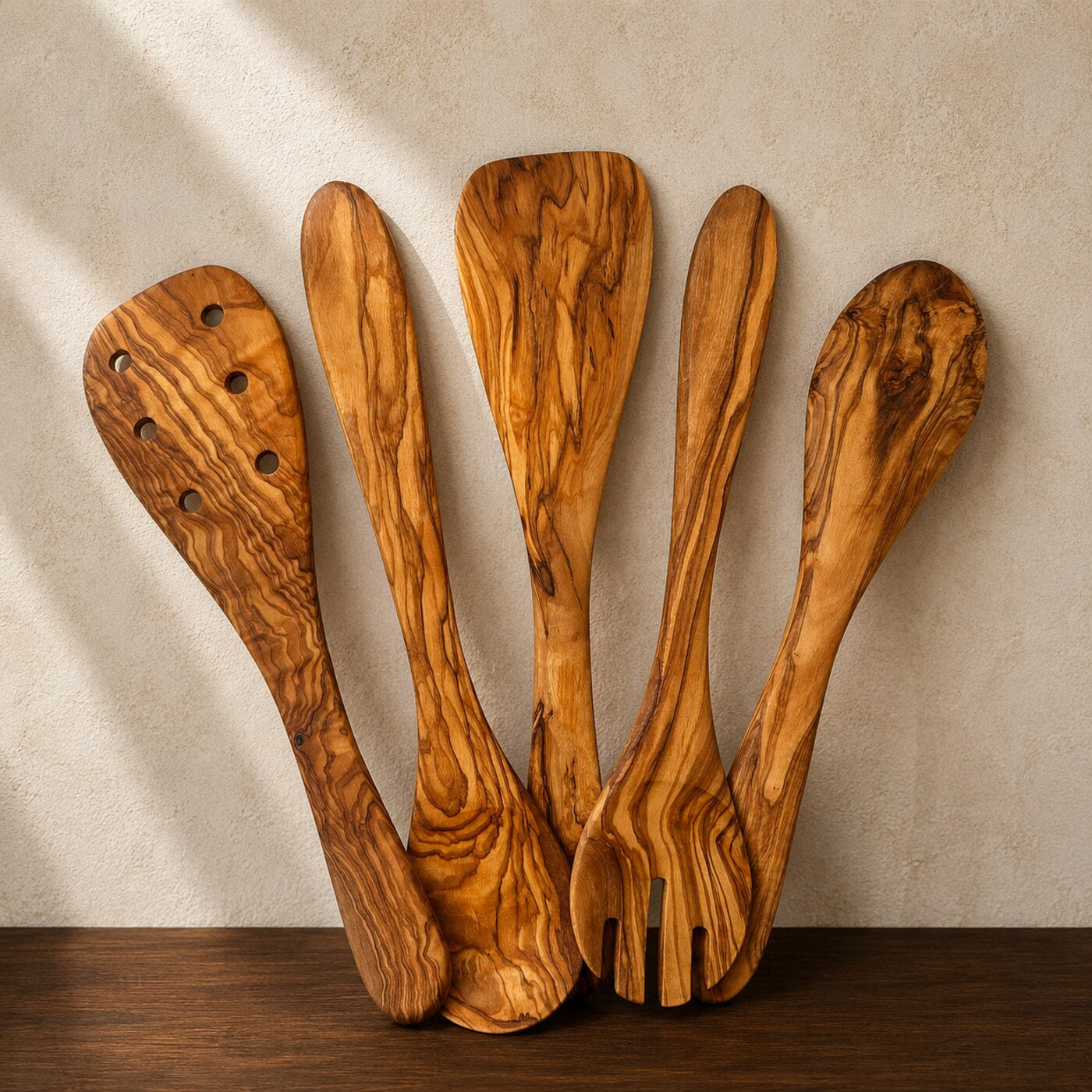 The Mediterranean Olivewood Utensils — Set of 5

