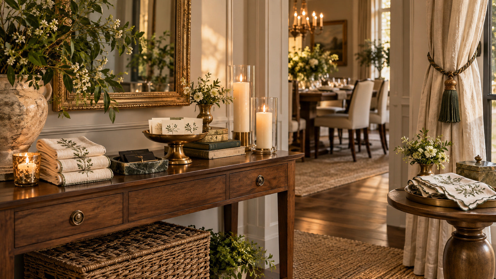 A refined hosting vignette styled with thoughtful finishing touches