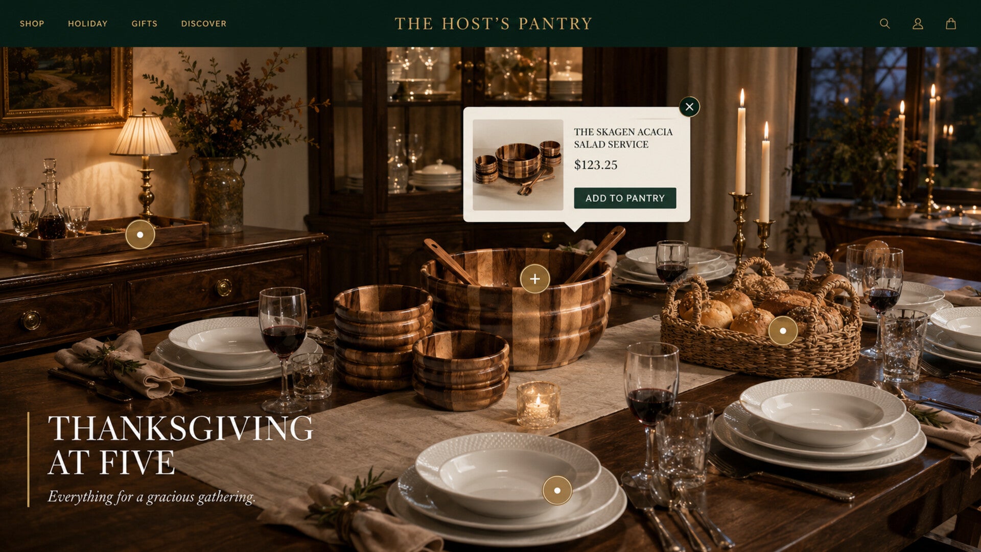 Thanksgiving at Five table styled with products from The Host’s Pantry
